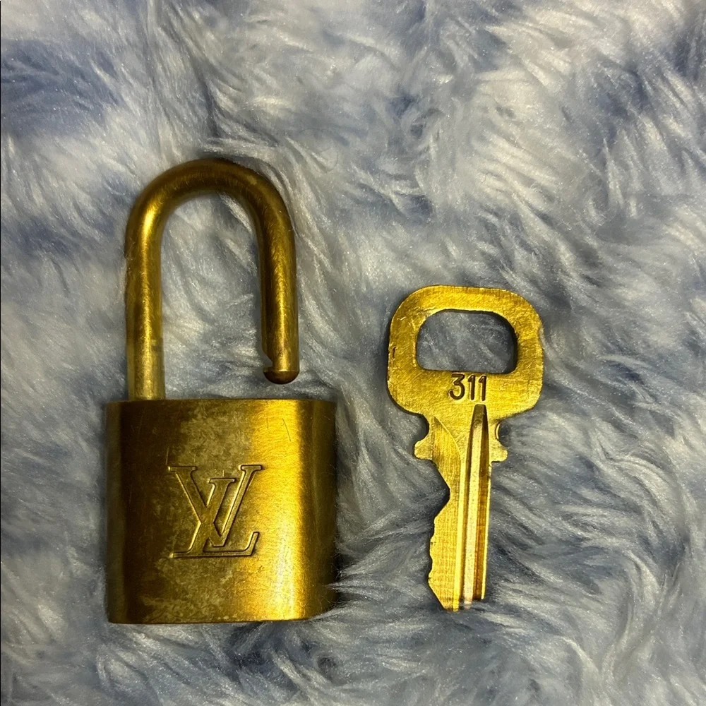 Louis Vuitton Gold Tone Padlock with Key France 311 Brass - Picture 3 of 4